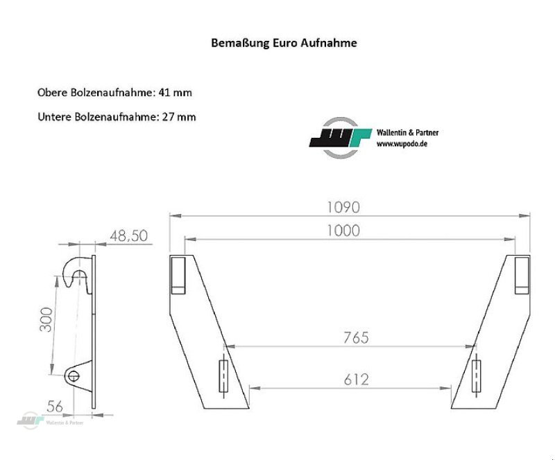 Sonstiges des Typs Wallentin & Partner Ballenzange für Rundballen Euroaufnahme 1 Zylinder, Neumaschine in Wesenberg (Bild 2)