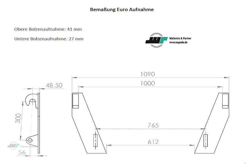Sonstiges des Typs Wallentin & Partner Palettengabel Euro Aufnahme Frontlader ALÖ, Neumaschine in Wesenberg (Bild 2)