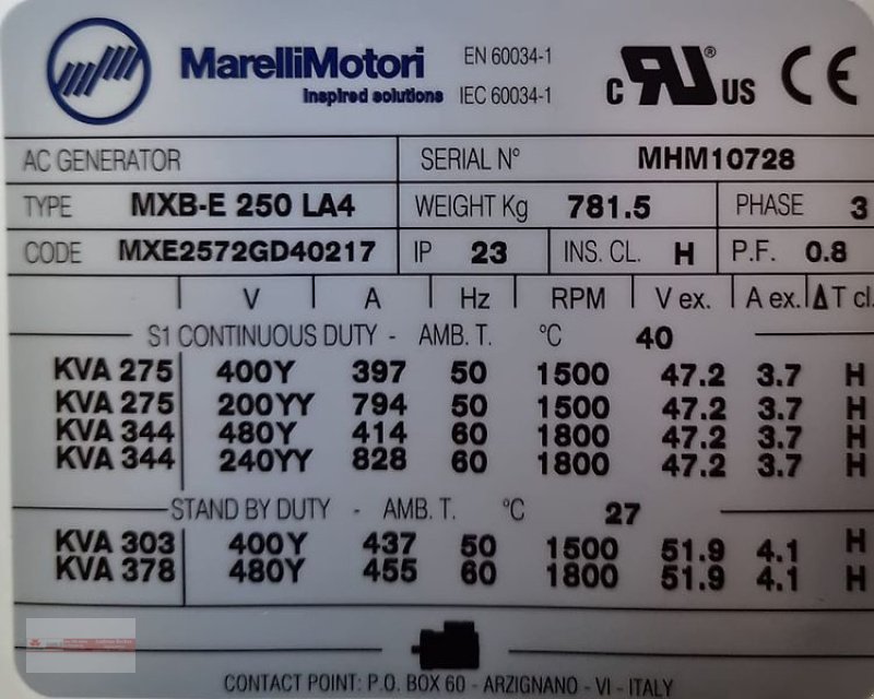 Stromerzeuger a típus Marelli Motori MXB -E 250 LA4, Neumaschine ekkor: Tewel (Kép 5)