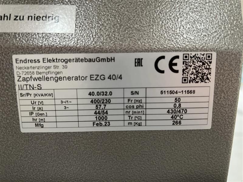 Stromgenerator typu Endress Endress EZG 40/4 II/TN-S, Neumaschine v Weitra (Obrázek 4)