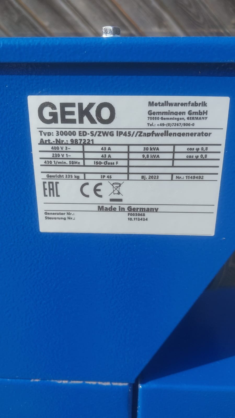 Stromgenerator del tipo GEKO 3000 ED-S/ZWG, Gebrauchtmaschine en Hilpoltstein (Imagen 1)