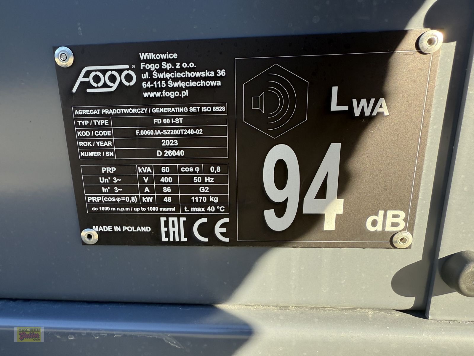 Stromgenerator of the type Iveco FD 60 I-ST, Neumaschine in Kötschach (Picture 10)