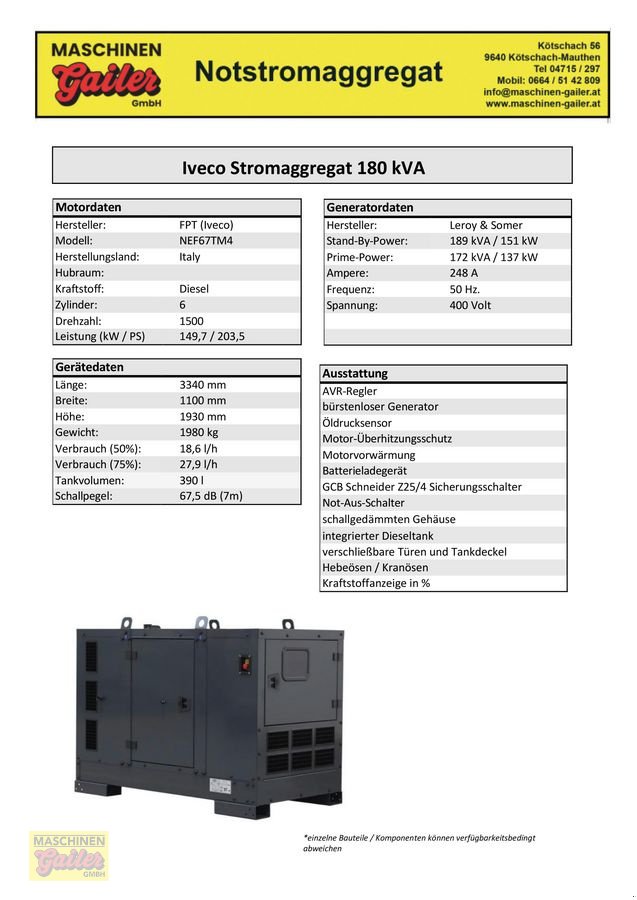 Stromgenerator des Typs Iveco FOGO FD 175 I-ST, Neumaschine in Kötschach (Bild 13)