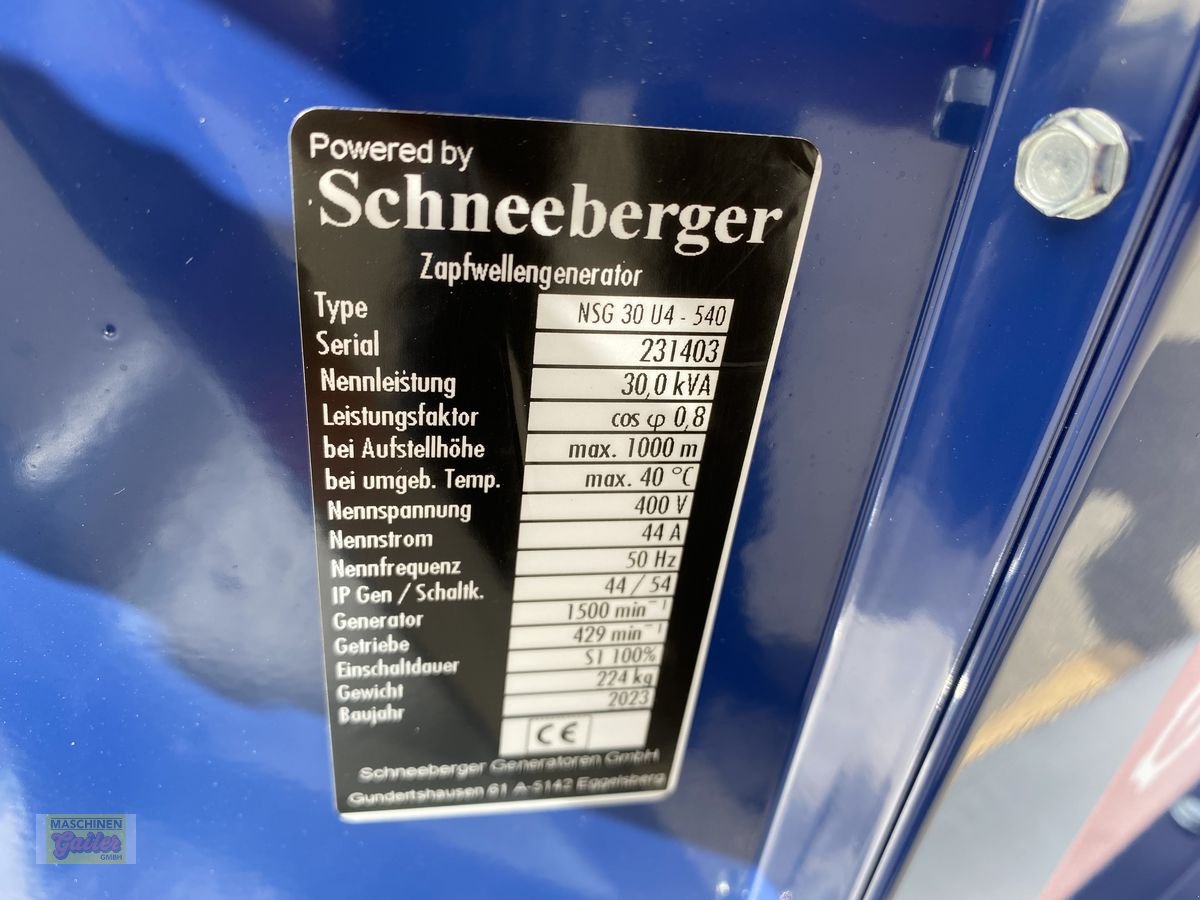 Stromgenerator of the type Schneeberger NSG 30-U4 mit AVR für 540er Zapfwelle mit 30 kVA, Neumaschine in Kötschach (Picture 9)