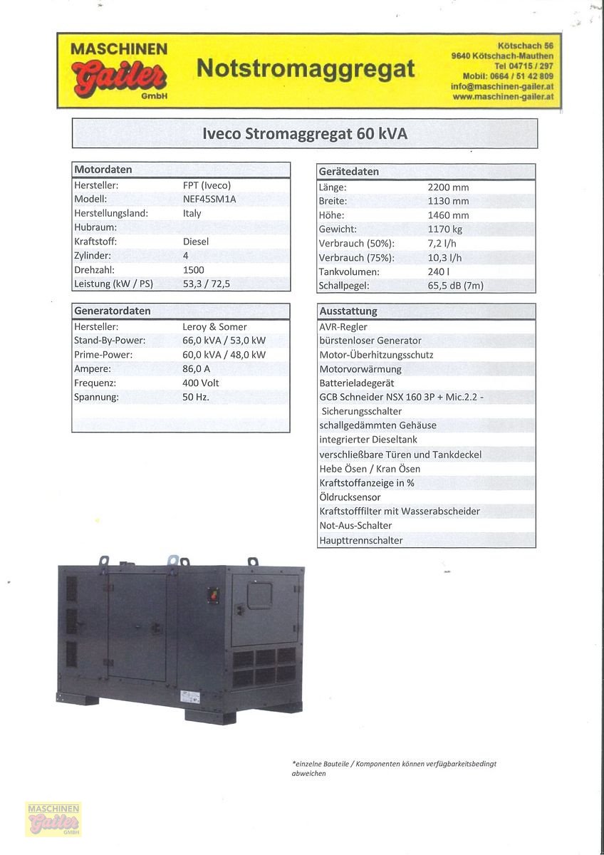 Stromgenerator of the type Sonstige FOGO 60/66 kVA, Neumaschine in Kötschach (Picture 15)