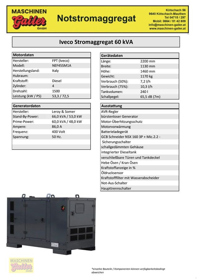 Stromgenerator of the type Sonstige FOGO 60/66 kVA, Neumaschine in Kötschach (Picture 17)