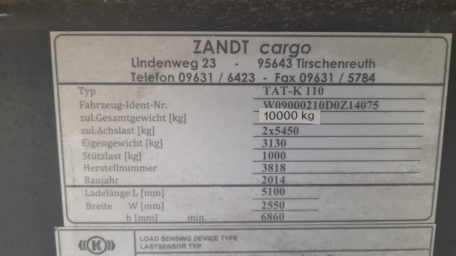 Tandemkipper typu ZANDT Cargo TAT - K 110, Gebrauchtmaschine w Mähring (Zdjęcie 11)