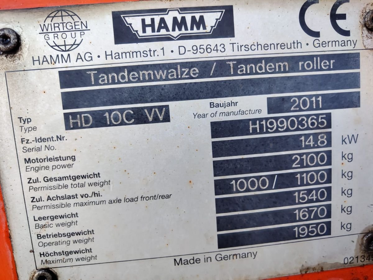 Tandemvibrationswalze типа Hamm Hamm Tandem-Vibrowalze HD-10C-VV, Gebrauchtmaschine в NATTERNBACH (Фотография 15)