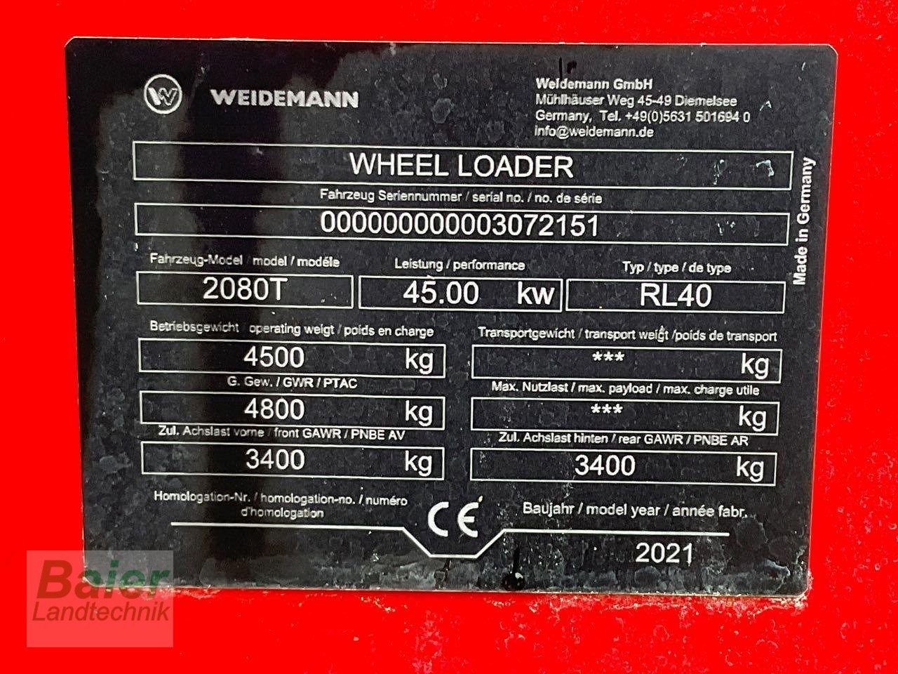 Teleradlader του τύπου Weidemann  2080T, Gebrauchtmaschine σε OBERNDORF-HOCHMOESSINGEN (Φωτογραφία 10)