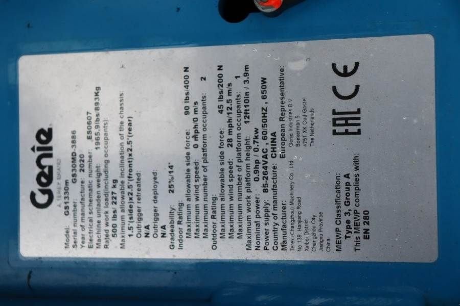 Teleskoparbeitsbühne типа Genie GS1330M Valid inspection, *Guarantee! All-Electric, Gebrauchtmaschine в Groenlo (Фотография 7)