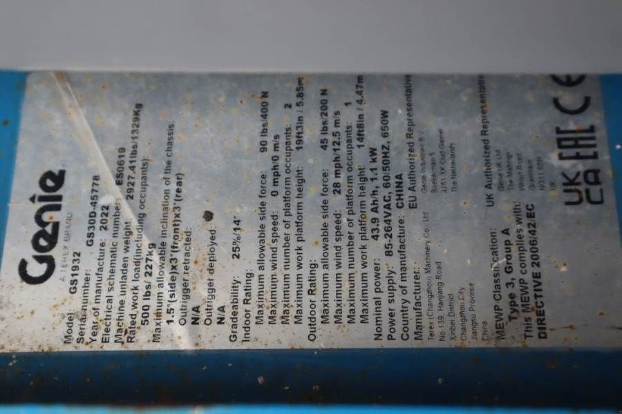 Teleskoparbeitsbühne Türe ait Genie GS1932 E-Drive Several In Stock, 8m Working Height, Gebrauchtmaschine içinde Groenlo (resim 7)