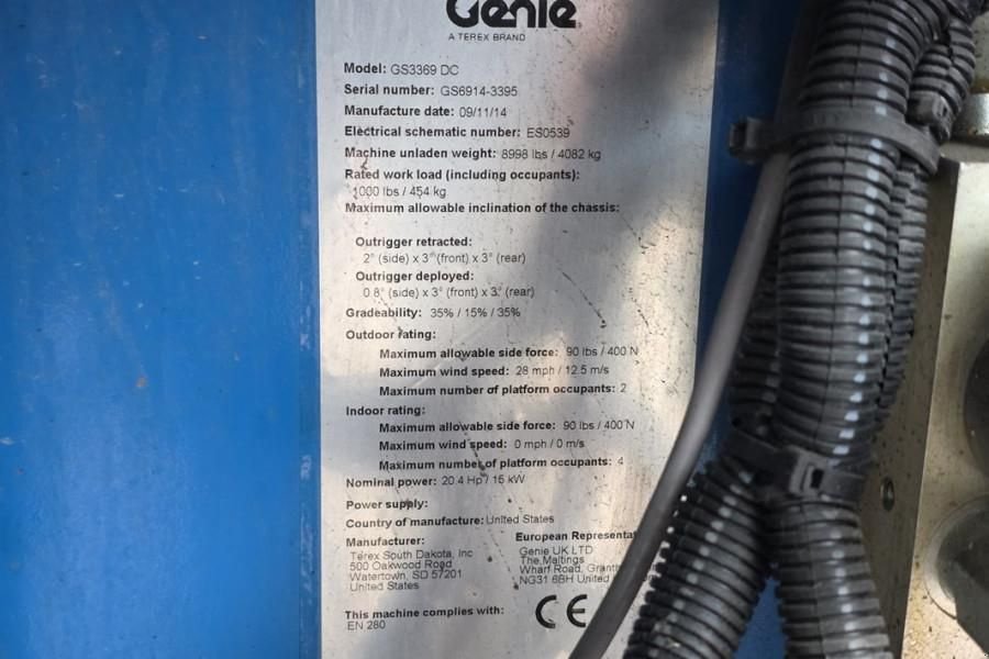 Teleskoparbeitsbühne tipa Genie GS3369DC Electric, 11.9m Working Height, 454kg Cap, Gebrauchtmaschine u Groenlo (Slika 9)