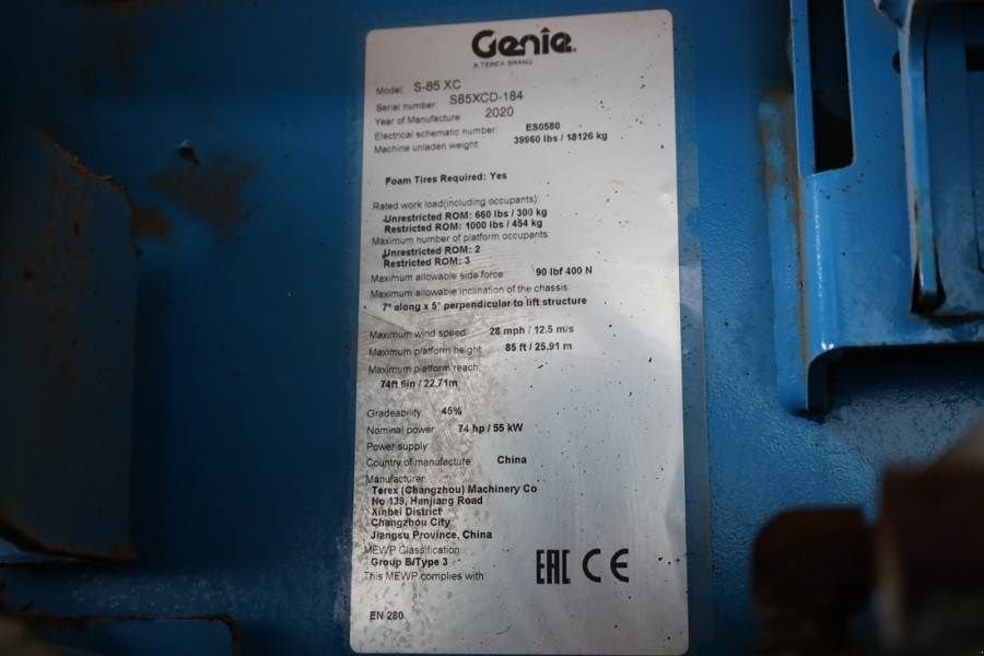 Teleskoparbeitsbühne tip Genie S-85XC Valid inspection, *Guarantee! Diesel, 4x4 D, Gebrauchtmaschine in Groenlo (Poză 8)