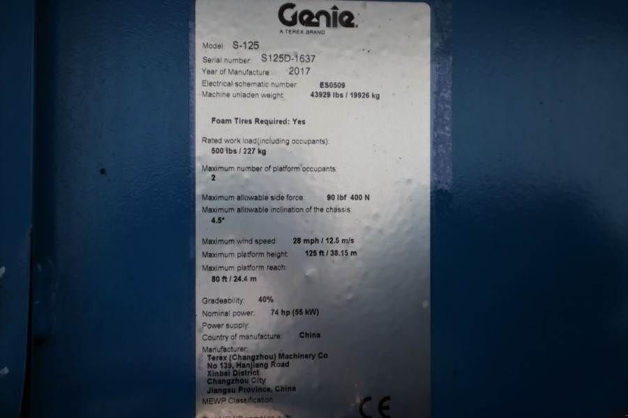 Teleskoparbeitsbühne Türe ait Genie S125 Valid inspection, *Guarantee! Diesel, 4x4x4 D, Gebrauchtmaschine içinde Groenlo (resim 7)