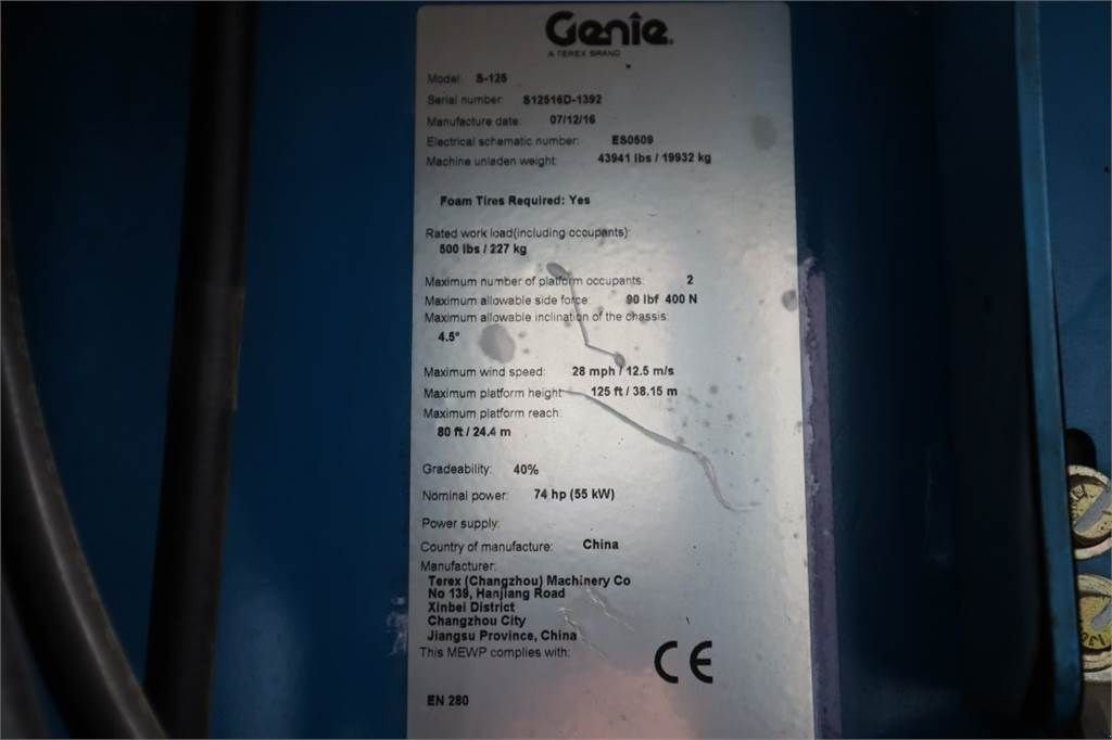 Teleskoparbeitsbühne des Typs Genie S125 Valid inspection, *Guarantee! Diesel, 4x4x4 D, Gebrauchtmaschine in Groenlo (Bild 7)