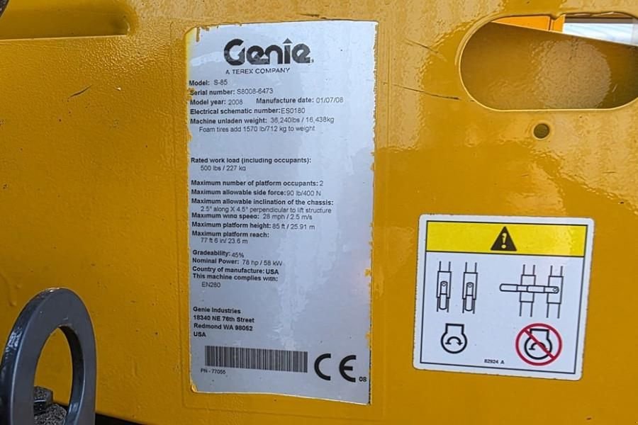 Teleskoparbeitsbühne типа Genie S85 As-Is, Diesel, 4x4 Drive, 27.7m Working Height, Gebrauchtmaschine в Groenlo (Фотография 7)