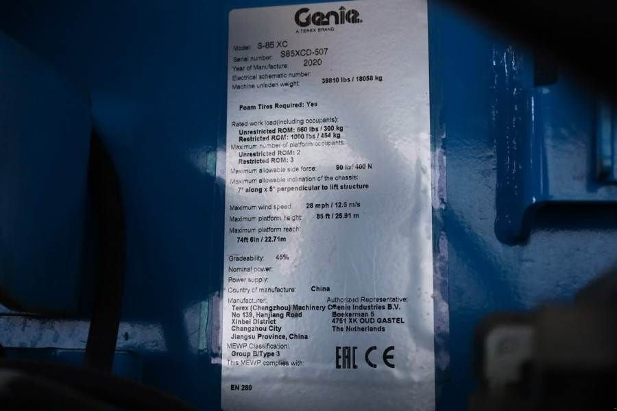 Teleskoparbeitsbühne tip Genie S85XC Valid inspection, *Guarantee! Diesel, 4x4 Dr, Gebrauchtmaschine in Groenlo (Poză 8)