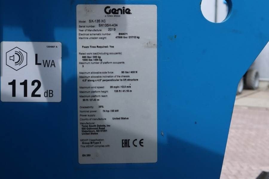 Teleskoparbeitsbühne типа Genie SX135XC Diesel, 43m Working Height, 27.5m Reach, B, Gebrauchtmaschine в Groenlo (Фотография 7)