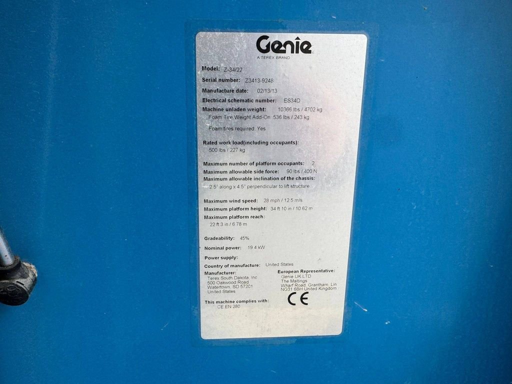 Teleskoparbeitsbühne del tipo Genie Z-34/22, Gebrauchtmaschine en Antwerpen (Imagen 7)
