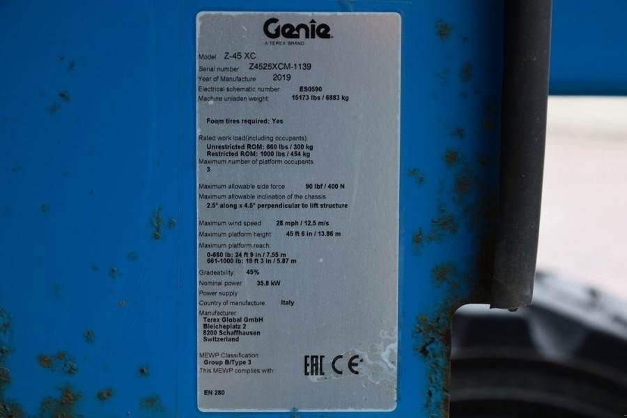 Teleskoparbeitsbühne tip Genie Z-45XC GUARANTEE, Diesel, 4x4 Drive, 16m Working H, Gebrauchtmaschine in Groenlo (Poză 8)