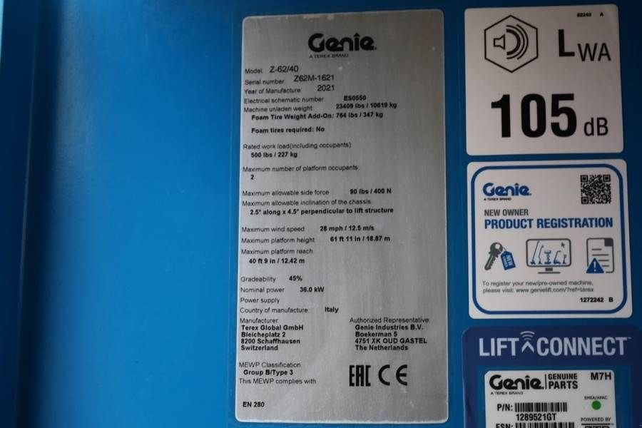 Teleskoparbeitsbühne типа Genie Z-62/40 GUARANTEE, Diesel, 4x4 Drive, 21m Working, Gebrauchtmaschine в Groenlo (Фотография 8)