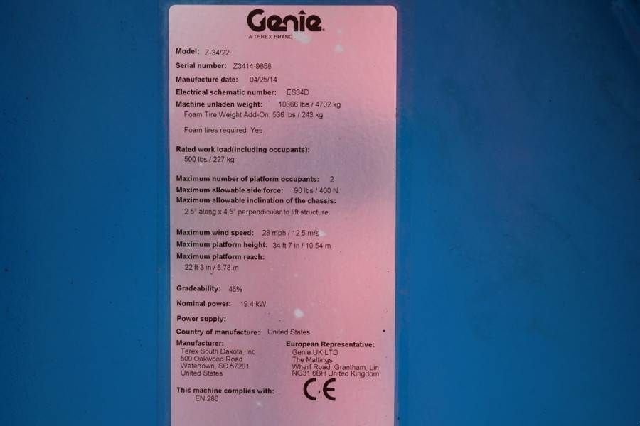 Teleskoparbeitsbühne του τύπου Genie Z34/22 Diesel, 4x4 Drive, 12.6m Working Height, 6., Gebrauchtmaschine σε Groenlo (Φωτογραφία 7)