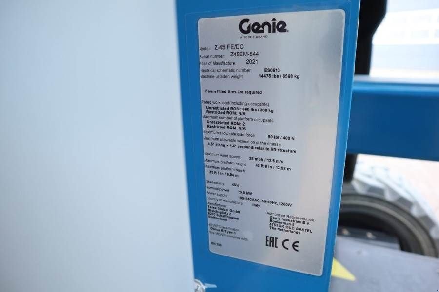 Teleskoparbeitsbühne tip Genie Z45FE/DC Hybrid Hybrid, 4x4 Drive, 16m Working Hei, Gebrauchtmaschine in Groenlo (Poză 7)
