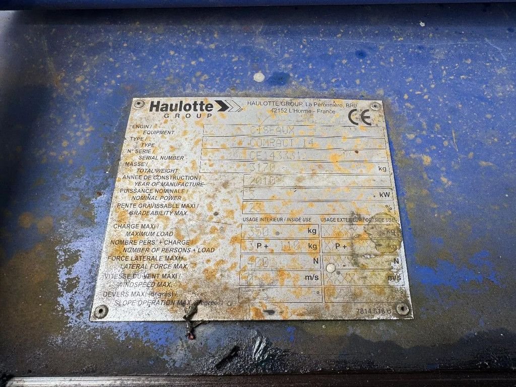 Teleskoparbeitsbühne tip Haulotte Compact 14 Hoogwerker Schaarhoogwerker, Gebrauchtmaschine in Hedel (Poză 10)