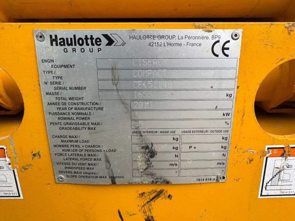 Teleskoparbeitsbühne of the type Haulotte Compact 8 Hoogwerker Schaarhoogwerker, Gebrauchtmaschine in Hedel (Picture 10)