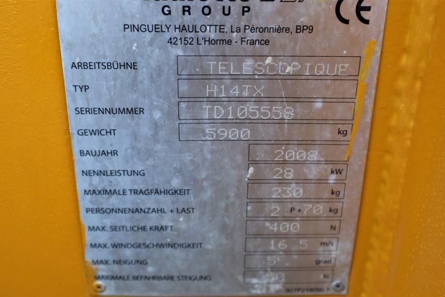 Teleskoparbeitsbühne typu Haulotte H14TX As-Is, Diesel, 4x4 Drive, 14m Working Height, Gebrauchtmaschine v Groenlo (Obrázek 7)