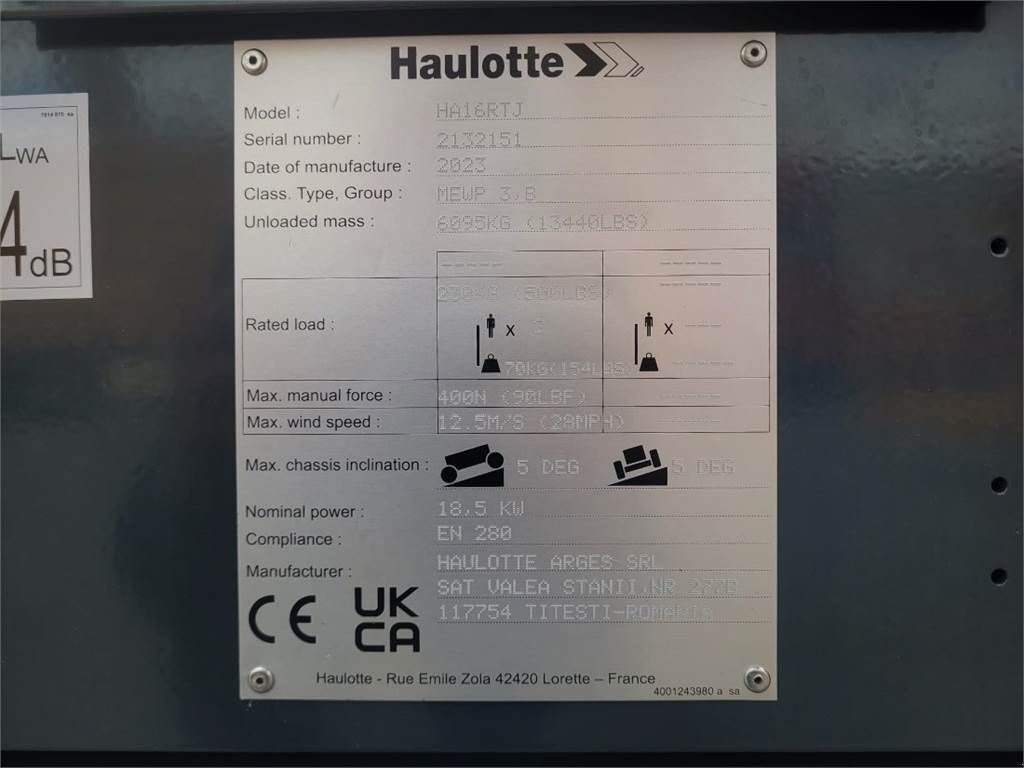Teleskoparbeitsbühne des Typs Haulotte HA16RTJ Valid Inspection, *Guarantee! Diesel, 4x4x, Gebrauchtmaschine in Groenlo (Bild 7)