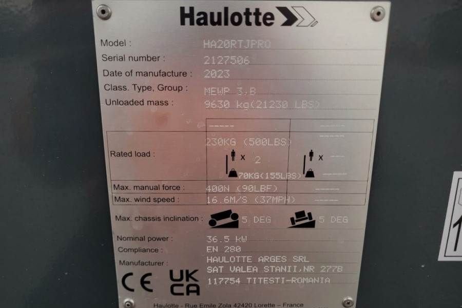 Teleskoparbeitsbühne του τύπου Haulotte HA20RTJ Pro Valid inspection, *Guarantee! 20.6 m W, Gebrauchtmaschine σε Groenlo (Φωτογραφία 7)