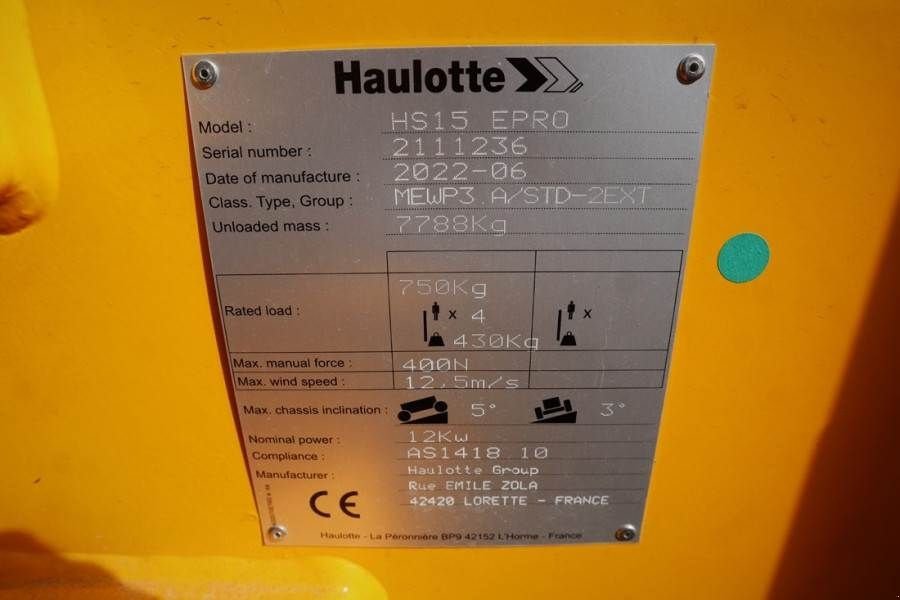 Teleskoparbeitsbühne του τύπου Haulotte HS15EPRO Valid Inspection, *Guarantee! Full Electr, Gebrauchtmaschine σε Groenlo (Φωτογραφία 8)