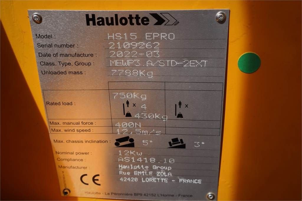 Teleskoparbeitsbühne типа Haulotte HS15EPRO Valid Inspection, *Guarantee! Full Electr, Gebrauchtmaschine в Groenlo (Фотография 8)