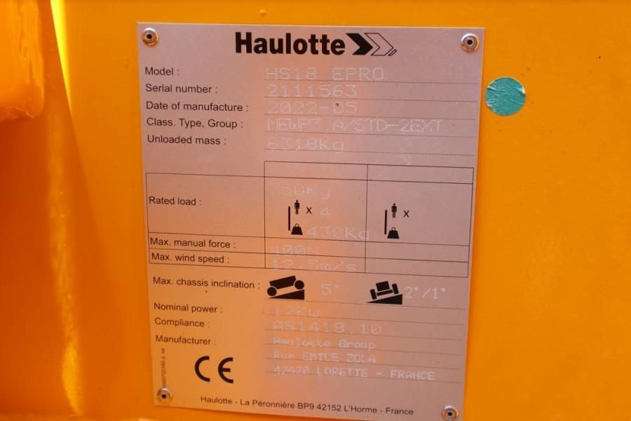 Teleskoparbeitsbühne typu Haulotte HS18EPRO Valid Inspection, Full Electric 4x4 Drive, Gebrauchtmaschine v Groenlo (Obrázek 8)