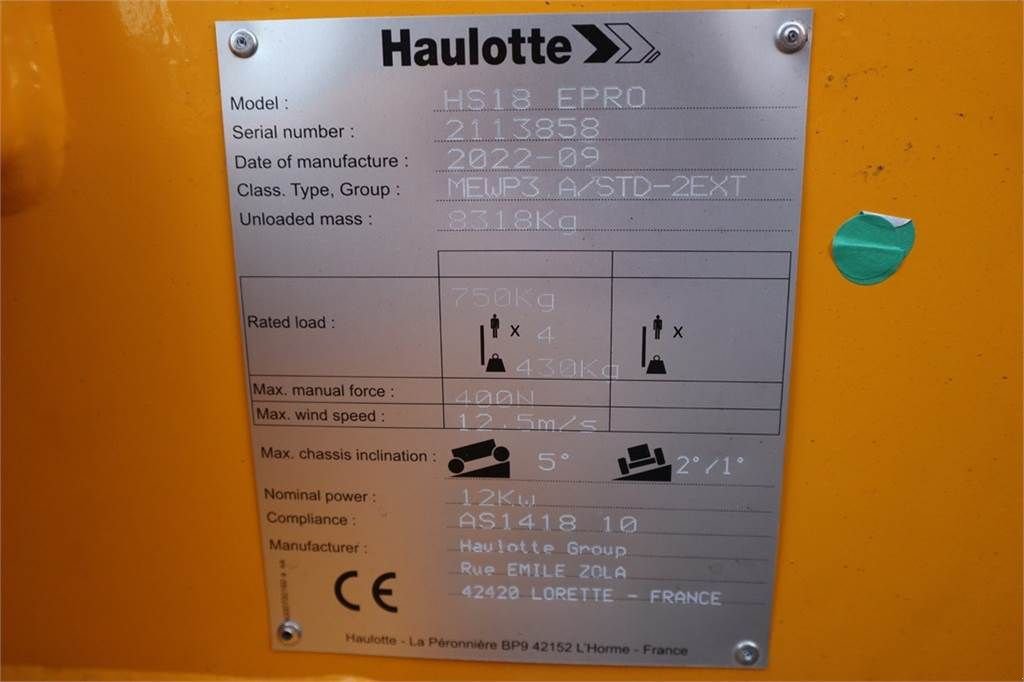 Teleskoparbeitsbühne типа Haulotte HS18EPRO Valid Inspection, *Guarantee! Full Electr, Gebrauchtmaschine в Groenlo (Фотография 8)