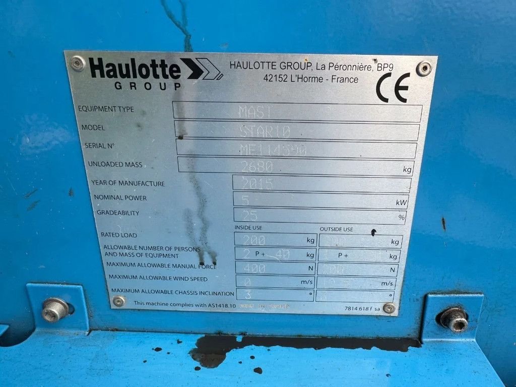 Teleskoparbeitsbühne типа Haulotte Star 10 Hoogwerker Masthoogwerker, Gebrauchtmaschine в Hedel (Фотография 10)