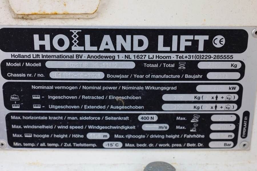 Teleskoparbeitsbühne des Typs Holland Lift Ecostar HL-11812 Electric, 14m Working Height, 300, Gebrauchtmaschine in Groenlo (Bild 7)