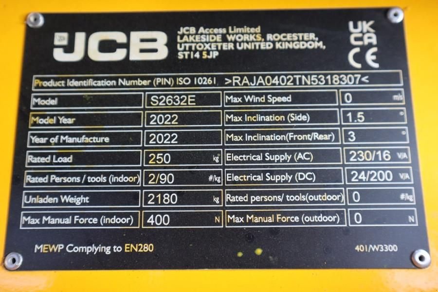 Teleskoparbeitsbühne типа JCB S2632E Valid inspection, *Guarantee! New And Avail, Gebrauchtmaschine в Groenlo (Фотография 11)