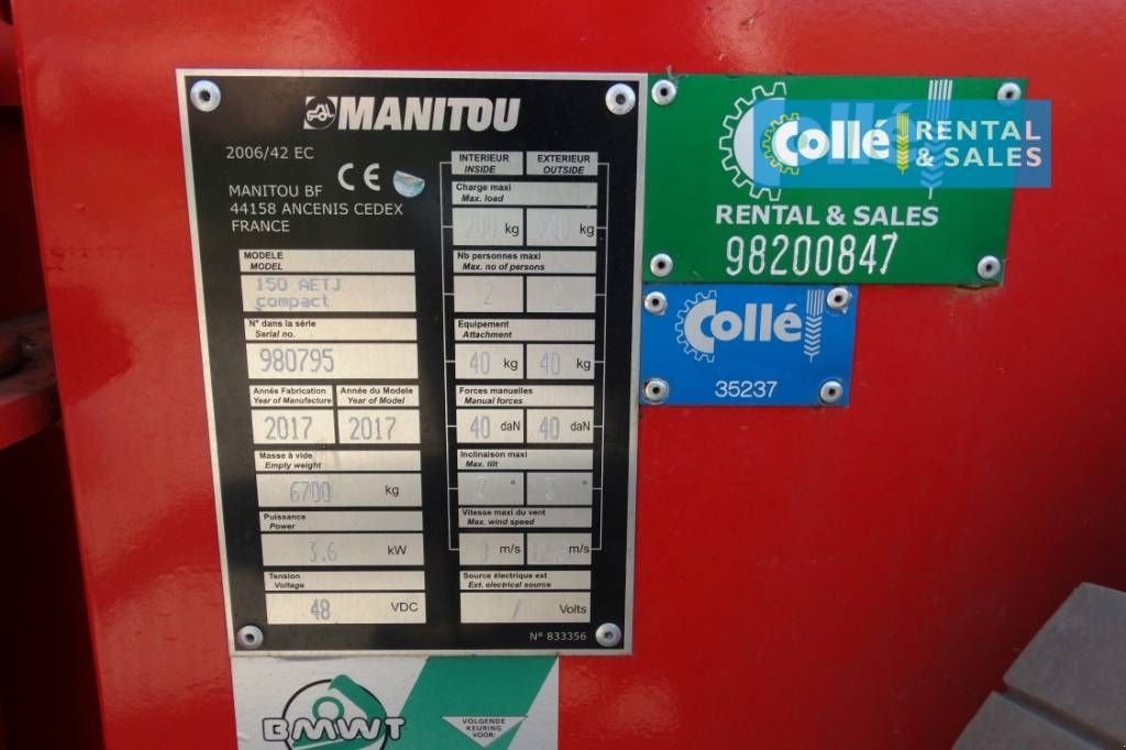 Teleskoparbeitsbühne typu Manitou 150 AETJ-C 2017, Gebrauchtmaschine v Sittard (Obrázek 10)