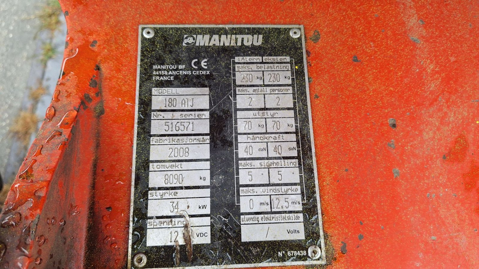 Teleskoparbeitsbühne Türe ait Manitou 180 ATJ, Gebrauchtmaschine içinde Dronten (resim 8)