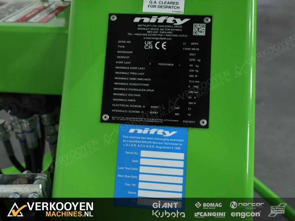 Teleskoparbeitsbühne des Typs Niftylift 170HE Accu Spinhoogwerker Aanhanger Nieuwe Accu&#039;s!, Gebrauchtmaschine in Vessem (Bild 9)