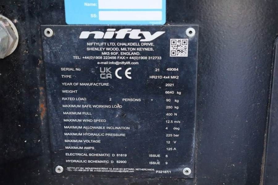 Teleskoparbeitsbühne tipa Niftylift HR21D 4x4 MK2 Diesel, 4x4 Drive, 21m Working Heigh, Gebrauchtmaschine u Groenlo (Slika 7)