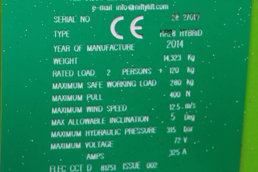 Teleskoparbeitsbühne des Typs Niftylift HR28 HYBRIDE Valid inspection, *Guarantee! Hybrid,, Gebrauchtmaschine in Groenlo (Bild 7)