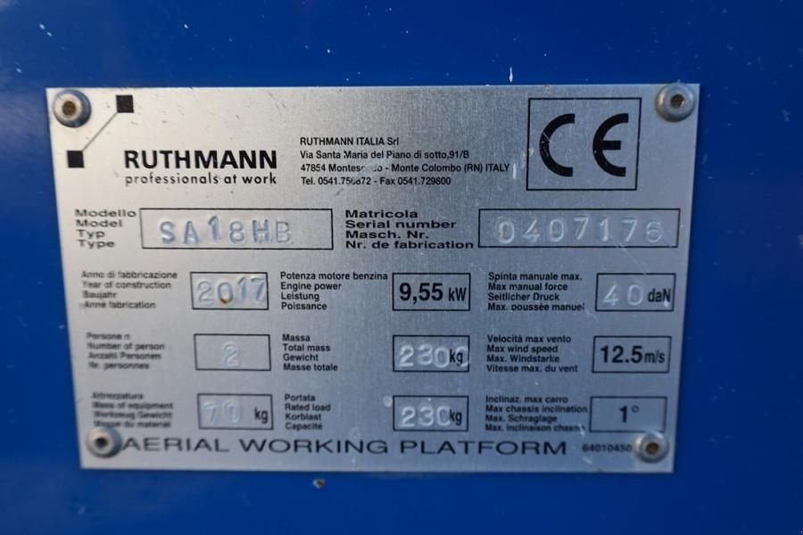 Teleskoparbeitsbühne tip Ruthmann BLUELIFT SA18HD Gasoline / 220V, 18m Working Heigh, Gebrauchtmaschine in Groenlo (Poză 7)