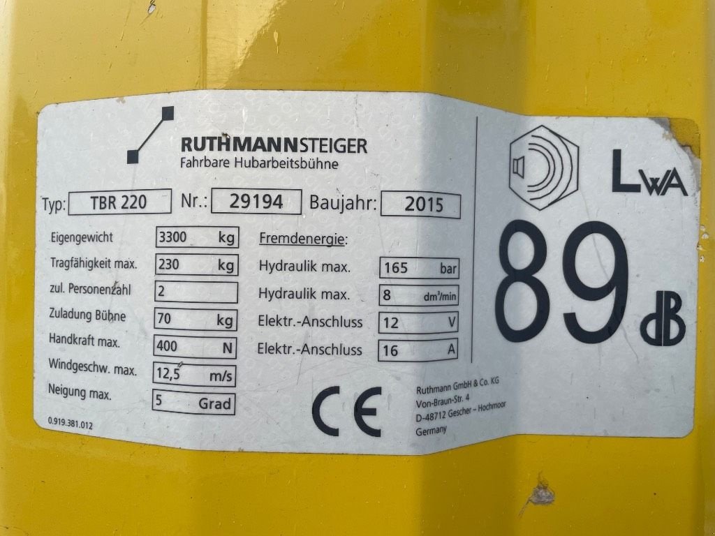 Teleskoparbeitsbühne типа Ruthmann TBR 220 GERESERVEERD, Gebrauchtmaschine в WIJCHEN (Фотография 3)