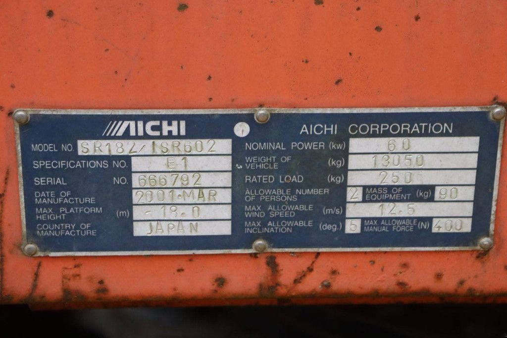Teleskoparbeitsbühne типа Sonstige Aichi SR182/1SR602, Gebrauchtmaschine в Antwerpen (Фотография 11)