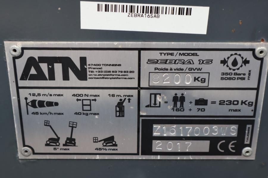 Teleskoparbeitsbühne типа Sonstige ATN Zebra 16 Guarantee! Diesel, Hydr. Stabilisers, 4x4, Gebrauchtmaschine в Groenlo (Фотография 7)
