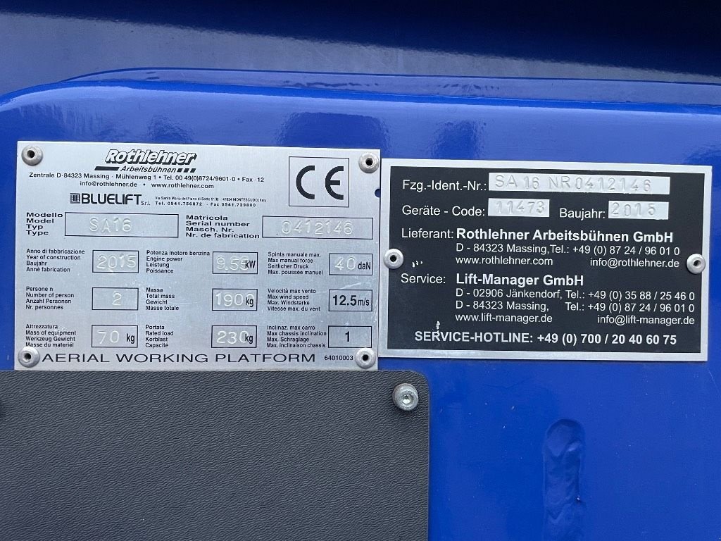 Teleskoparbeitsbühne tip Sonstige Bluelift SA 16 SOLD, Gebrauchtmaschine in WIJCHEN (Poză 3)