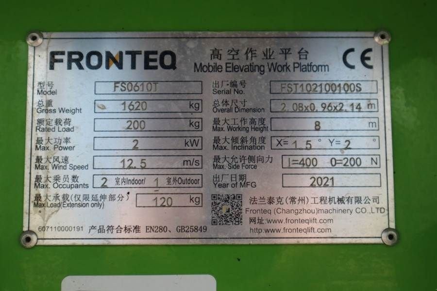 Teleskoparbeitsbühne typu Sonstige Fronteq FS0610T CE Declaration, 6.7m Working Heigh, Gebrauchtmaschine v Groenlo (Obrázek 8)